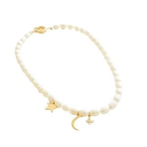 Marli & Lenny freshwater pearl necklace w butterfly moon amd star charms